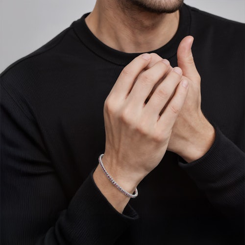 Bransoletka tenisowa Luminy 2,3mm: białe złoto, rubiny